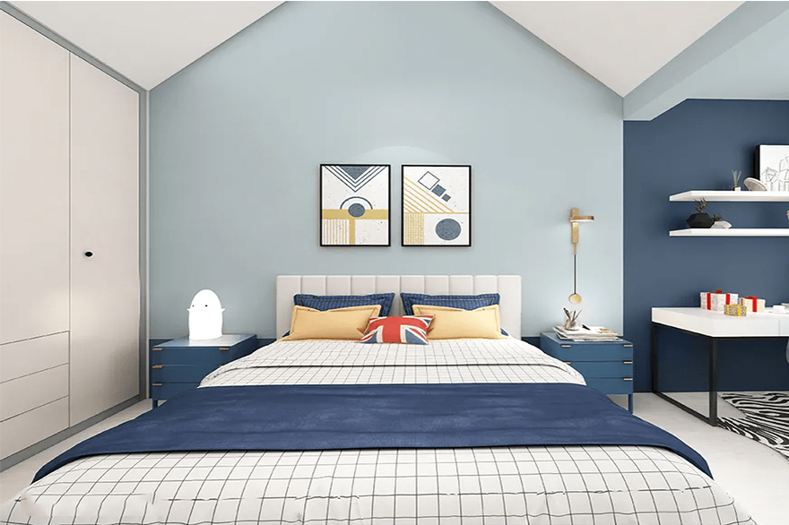 Blue With Paintable Wallcovering