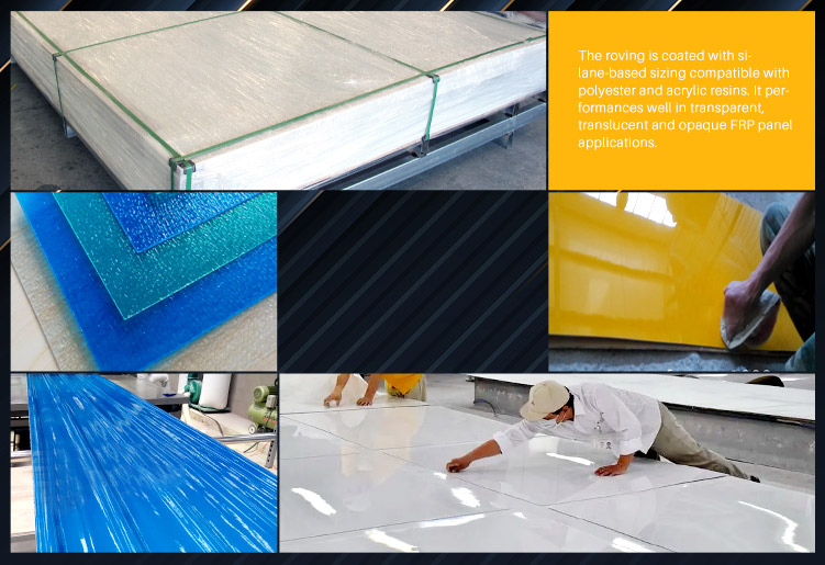 High quality 4800tex Glass Fiber Panel Roving Used in Roof Panels 